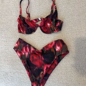 Skatie Red, Pink and Black Bikini Set